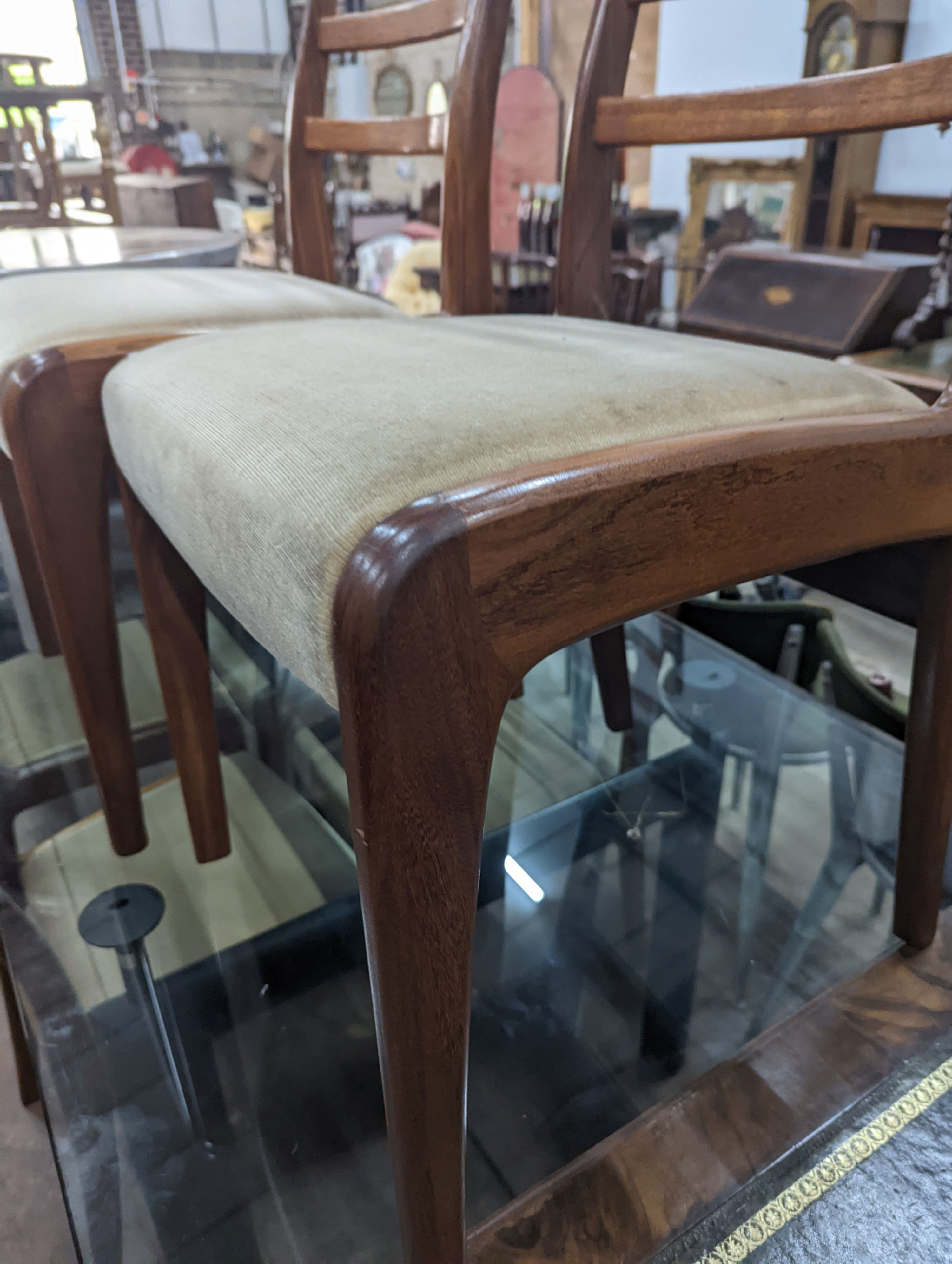 A set of six mid century design G plan teak dining chairs